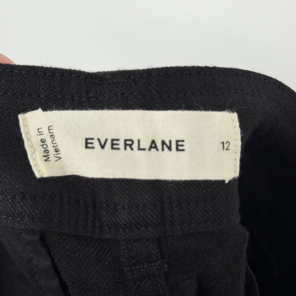 Everlane The Everywhere Pant Women's 12 Black Stretch Linen HR Cropped Barrel - Picture 5 of 9